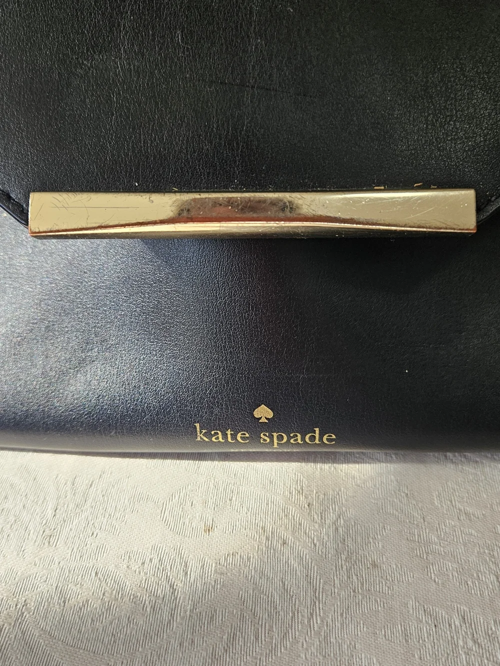 kate spade Black Leather Top-Handle Satchel with Gold Accent